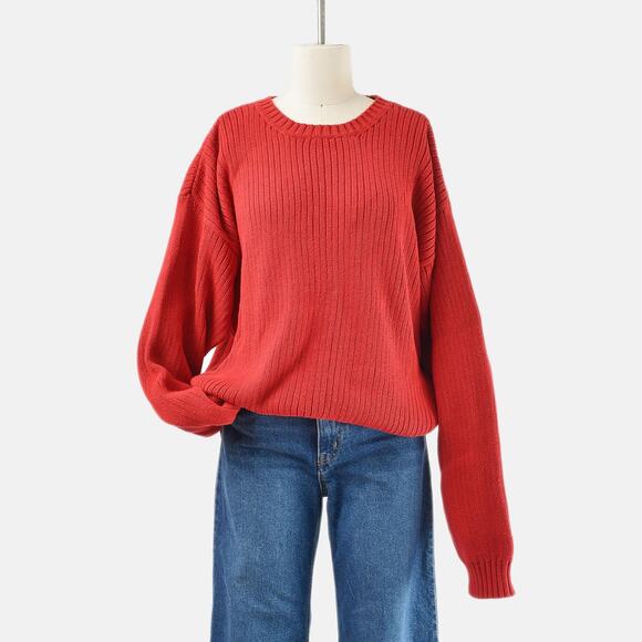 Vintage 90s Gap Red Cotton Knit Pullover Sweater Unisex size L XL - Picture 5 of 7